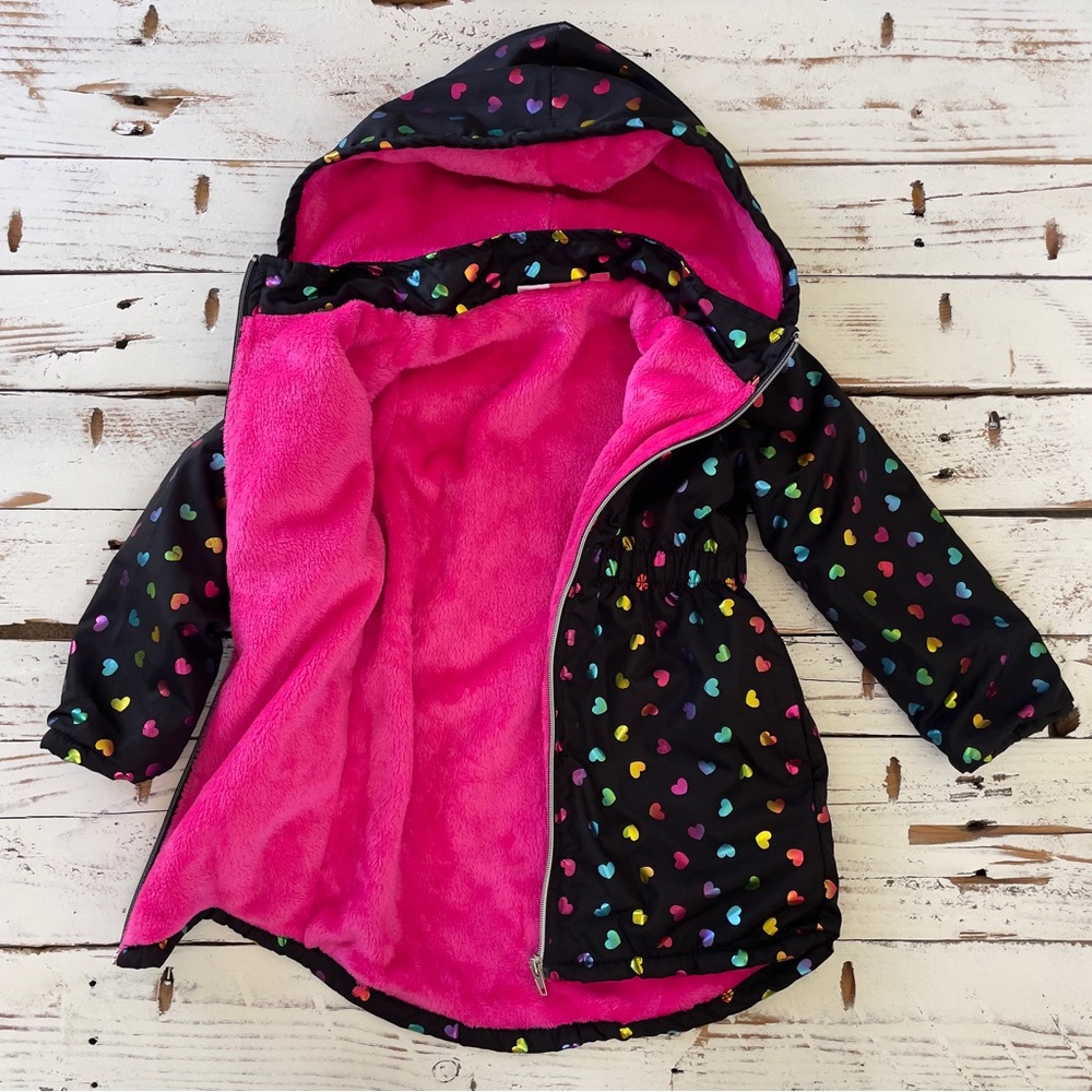 Penelope Mack Warm Fuzzy inside Heart Hooded Coat size 5